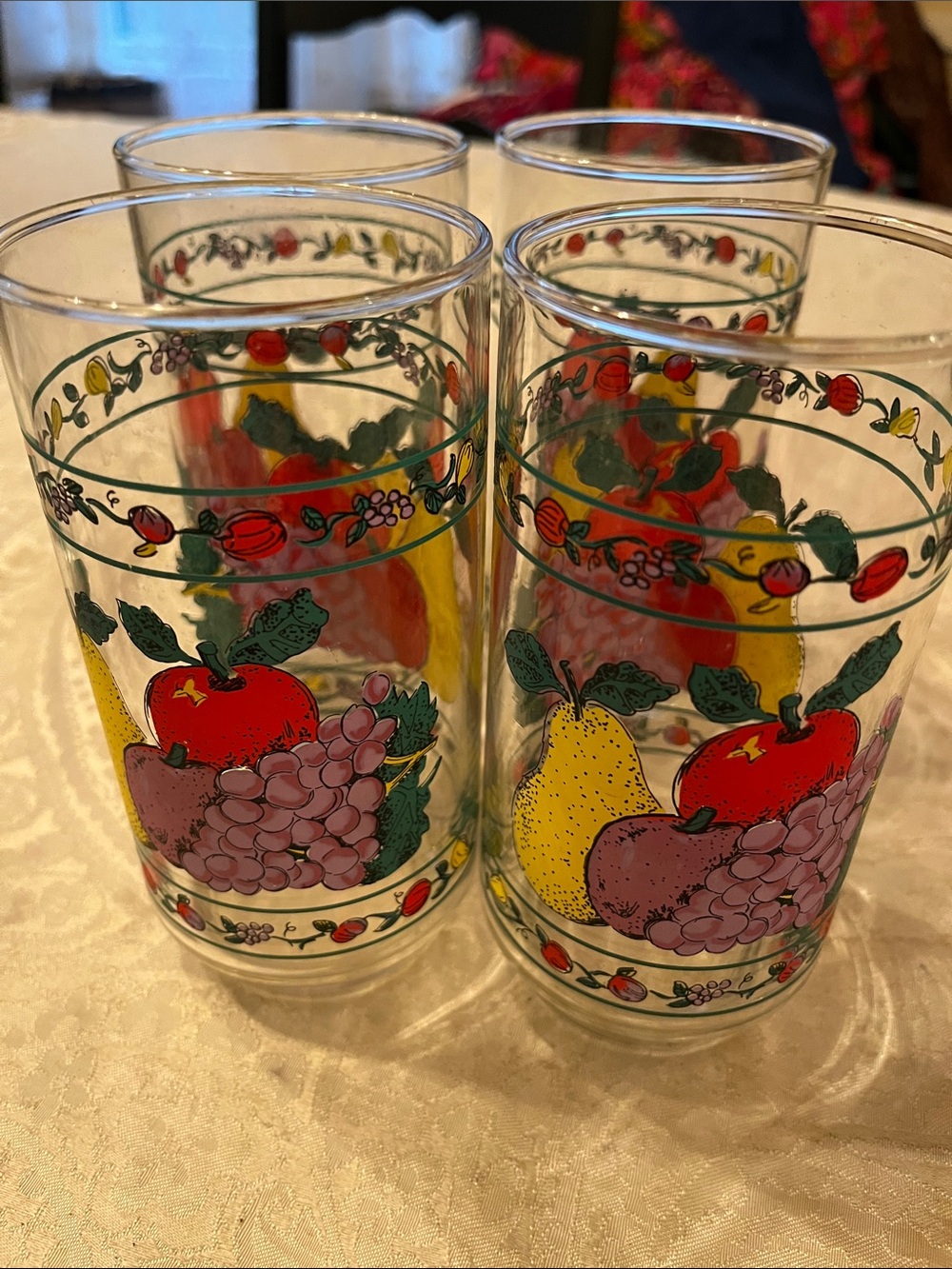 Vintage Libbey Fruit Pattern Glass Tumblers - Set of 4 MCM EUC